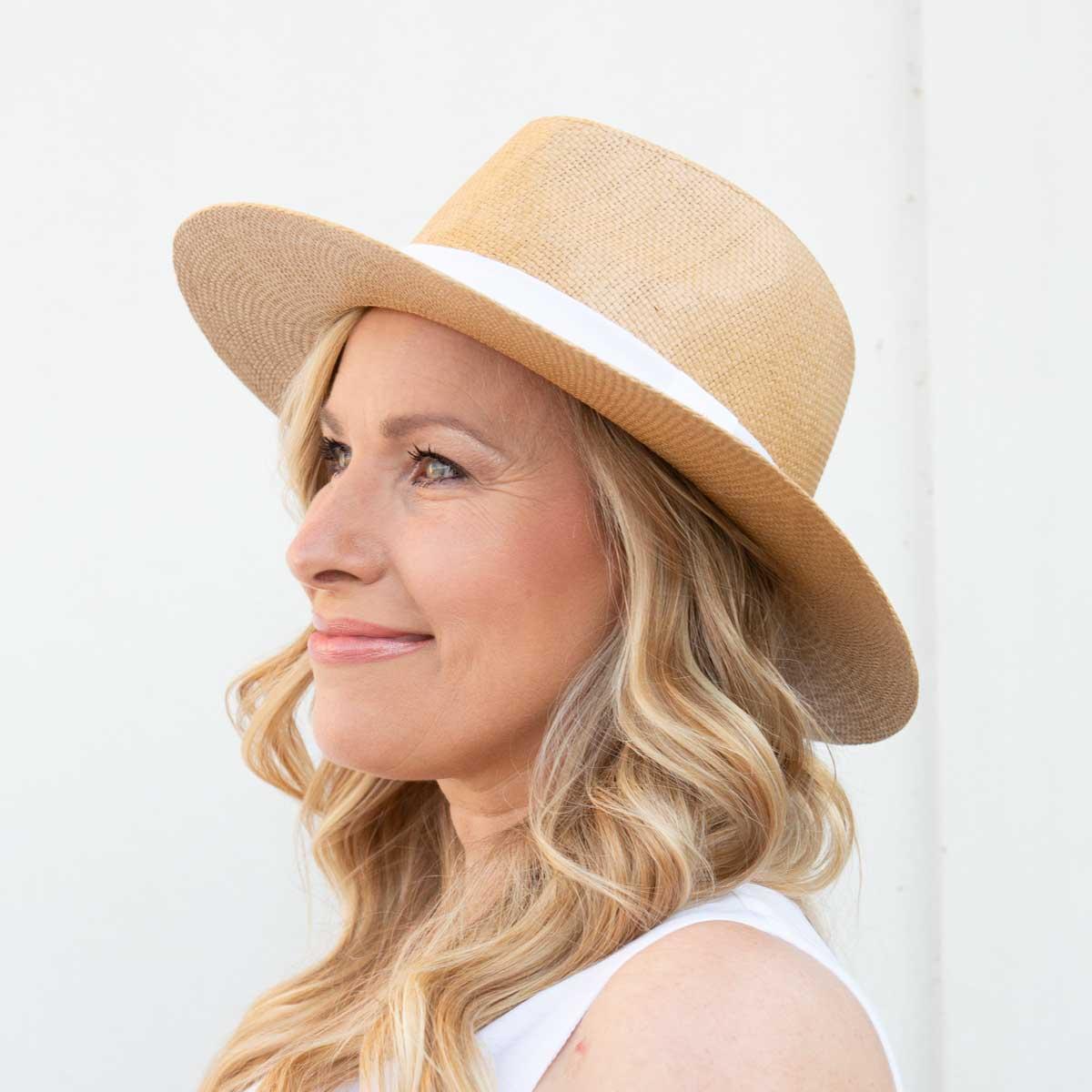 Panama Wide Brim Fedora in Camel White The Royal Standard